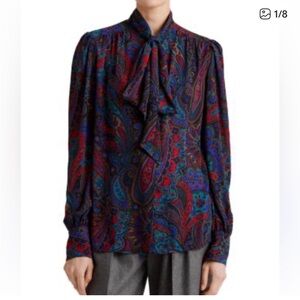 Ralph Lauren Women's Paisley Print Bow Tie Blouse